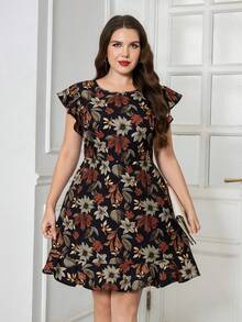 SHEIN Clasi 大码夏季休闲碎花荷叶边连衣裙 - 彩色 - 查看 2