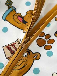 SCOOBY-DOO X SHEIN Baby Boy Cute Cartoon Bone & Paw Print All-Over Print Crew Neck Long Sleeve Zip Front Knit Jumpsuit Pajamas - White - View 7