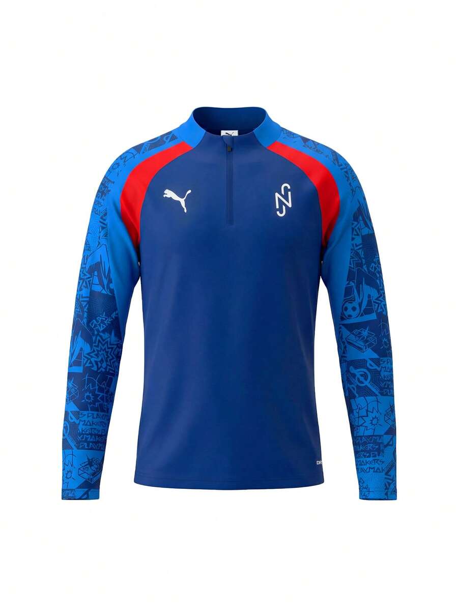 Puma Neymar Jr Playmaker Youth 1/4 Zip Football Top Blazing Blue - Blue White - View 1
