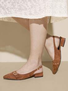 CUCCOO CURVES Women's Fashion Versatile Commuter Wide Fit Flats Valentine's Day - Brown - View 3