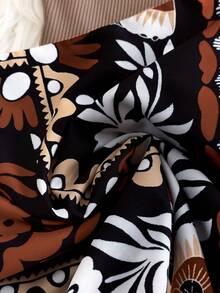 SHEIN Franclia Women's Retro Print High Waist A-Line Skirt + Fitted Ribbed Camisole 2 Pieces Set, Spring/Summer - Multicolor - View 7