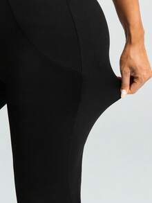 SHEIN Maternity Solid Color Adjustable Waistband Pocket Casual Flare Pants Maternity Pants Flared Leggings For Women Pregnancy Pants Bell Bottom Pants Maternity Clothes - Black - View 6