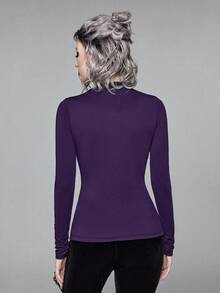 ROMWE SpringGothic Cross Hollow Embroidered Sleeveless Top For Women - Purple - View 3