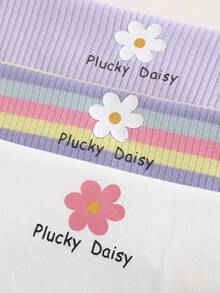 Cozy Pixies 3件套女婴碎花条纹针织柔软圆领短袖连体衣和短裤套装 - 彩色 - 查看 3