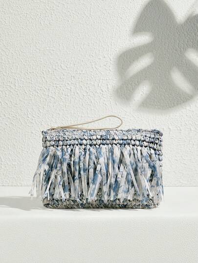 SHECARRY Women's Tie-Dye Tassel Design Fashion Clutch Bag For Daily Use