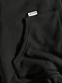 AXEPEAK 美式黑色毛领卫衣，小众设计修身短款男士卫衣 - 黑色 - 查看 4