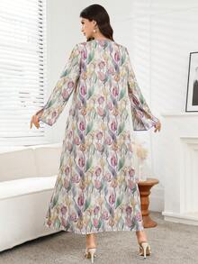Yasmyna Women's Elegant Floral Print Arabic Style Dress - Multicolor - View 6