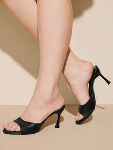 CUCCOO CURVES Ciabatte nere classiche da donna con vestibilità ampia, sandali comodi con tacco basso adatti per pendolarismo, appuntamenti, riunioni, vacanze, feste e varie occasioni - Notte tranquilla nera - Visualizzare 5