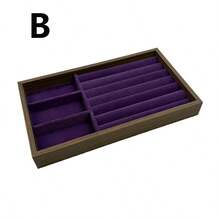 天鹅绒首饰托盘，大容量首饰收纳盒，带独立隔层，可堆叠首饰展示架，适用于耳环、项链、手镯、戒指、发夹、发带等。 - 紫色 - 查看 10