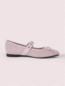 CUCCOO DOLLMOD Giày bệt đi làm đa năng thời trang nữ có trang trí nơ - Màu Hồng baby - Xem 3