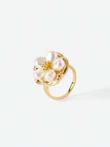 Opalesca Women's Single Ring,Pearl/Crystal,18K Gold-Plated,Summer/Beach/Prom/Party/Holiday/Vacation,Engagement/Wedding/Promise,For Mom/Women/Girl/Mother - Gold - View 4