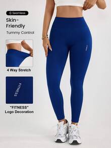 Seamluxe SHEIN Sport 女士休闲高腰塑身打底裤 - 藏蓝色 - 查看 3