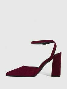 CUCCOO SZL Damen Schuhe mit grobem Absatz, Knöchelriemen, vielseitig einsetzbar für Party, Bankett und Alltag, spitzer Absatz