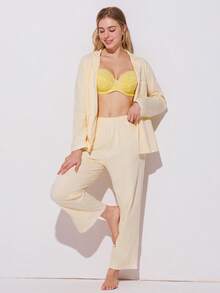 LUVLETTE Woman Full Coverage Lingerie Lounge Curve Support & Breathable Yellow Underwire Sexy Unlined Minimizer Lace Elegance Bra Bridal Intimates