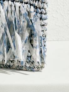 SHECARRY 女士扎染流苏设计时尚手拿包，适合日常使用 - 藍色 - 查看 5