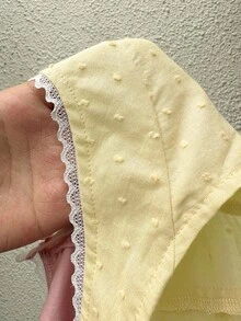 Sunnyshic Women's Fashion Casual 100% Cotton Lace Trim Patchwork Camisole - Pale Yellow - View 7