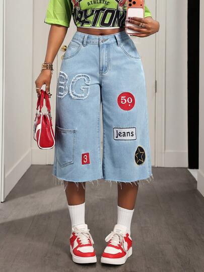 BamGleam Women's Casual Embroidered Denim Jeans