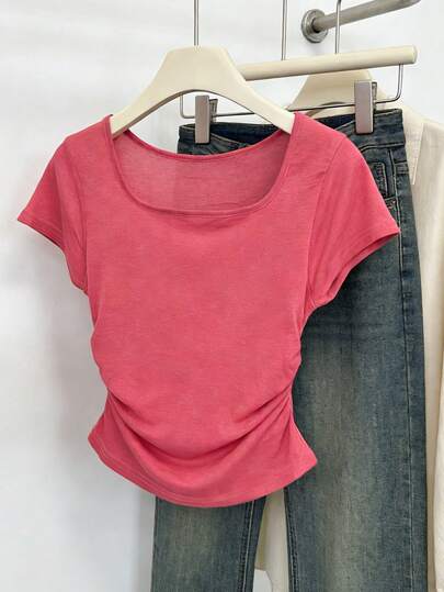 Resyla 219# Slim Fit Women's Cap Sleeve T-Shirt, 140 Rib Bamboo Knit, Color #29