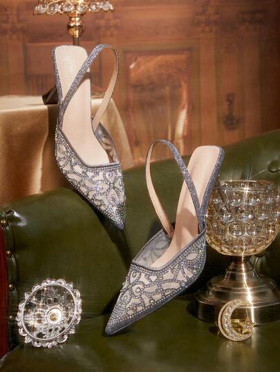 CUCCOO TILAWA Women's Fashionable Elegant Party Rhinestone Decorated Pumps Valentine's Day