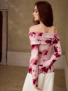 MOTF PREMIUM ÁO THUN NỮ LƯỚI IN HỌA TIẾT HỞ VAI - Nhiều màu - Xem 3