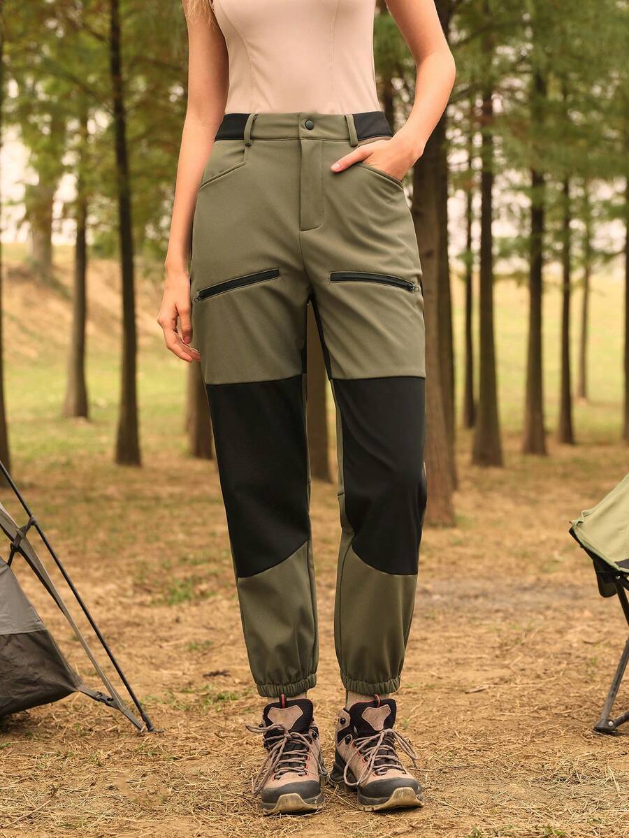 In My Nature Women's Contrast Color Pocket Drawstring Casual Outdoor Pants