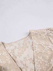 Sweetra Camisa sencilla con textura jacquard para mujer de talla grande - Albaricoque - Ver 4