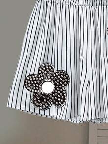 Resyla Women's Striped Rhinestone Decor Shirt And Shorts 2 Piece Set, Casual Minimalist Fashion Outfit - Multicolor - View 6