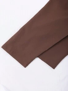 Franclia Classy Mocha Brown Plus Size Formal Dress With Boat Neck Long Puff Sleeves And Asymmetrical Hem Plain Woven Fabric - Mocha Brown - View 6