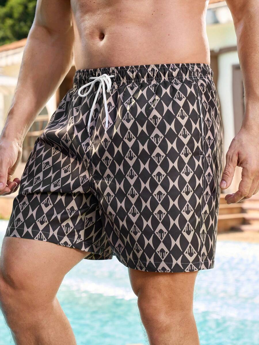 Manfinity Swimmode 男士复古宽松弹力腰抽绳休闲百搭沙滩裤