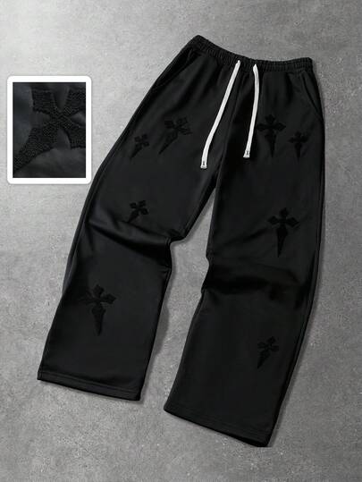 Pantalones de chándal casuales con cordón y bordado para hombres