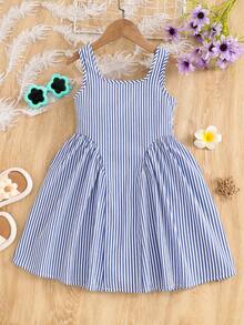 Emery Rose Kids Emery Rose Kids Young Girl Woven Striped Casual Camisole Dress Girl Sundress Toddler  Dress Blue Striped Dress Girls - Blue and White - View 5