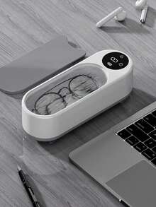 Teckwe 1 pieza Limpiador ultrasónico portátil de unicolor para el hogar, de bajo ruido, de material ABS, con vibración ultrasónica, descontaminación, limpieza eficiente de gafas, joyas, relojes y manchas, para uso doméstico, dormitorio y viajes, con conexión Tipo C y capacidad de batería de 200mAh - Blanco - Ver 5