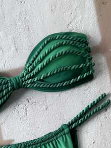 Swim SXY 女士渐变数码印花露背系带比基尼套装，配有可拆卸肩带，适合海滩度假，春夏秋季穿着。 - 綠色 - 查看 6