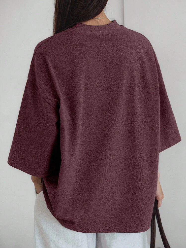 Women's Loose Casual Business Office Wear Short Sleeve T-Shirt, Suitable For Spring, Summer, Valentine's Day