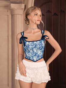 Myrelith 1pc Adjustable Soft Blue Bralette Top - Multicolor - View 6