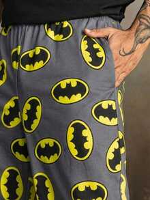 BATMAN X SHEIN Men's Casual Everyday Bat Print Slant Pocket Sweatpants - Grey - View 5
