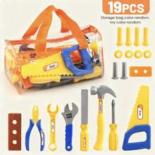 MINKOJA 10/19/30件套儿童过家家工具箱套装，含螺丝刀，逼真工具玩具，适合男孩女孩的互动游戏套装，生日礼物 - 彩色 - 查看 7