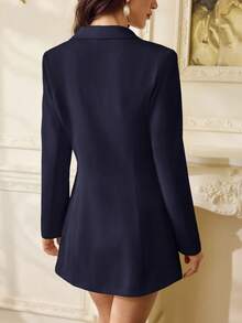 Vintamour 女士两件套复古优雅连衣裙西装套装休闲夏季女装两件套 - 藍色 - 查看 4