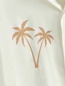 HIMLAND Conjunto de camisa y pantalones casuales de vacaciones para hombres con estampado de árboles de coco - Multicolor - Ver 11