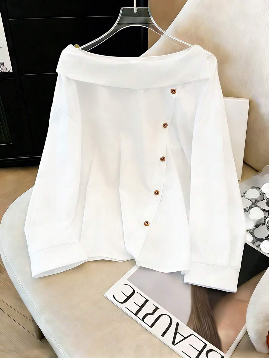 GlowEve CURVE Plus Size Women's Fashion Versatile Casual Shirt - White - View 1