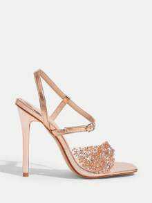 CUCCOO TILAWA Giày sandal cao gót thời trang nữ gợi cảm, đính đá lấp lánh, thích hợp cho các hoạt động ngoài trời và tiệc tùng, giày mùa xuân/hè, giày dự tiệc lễ Phục sinh và dạ hội. - Rượu sâm banh - Xem 2