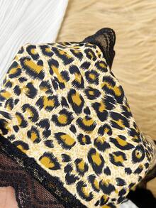 3pcs Plus Size Lace Patchwork Leopard Print Panties Set - Multicolor - View 7