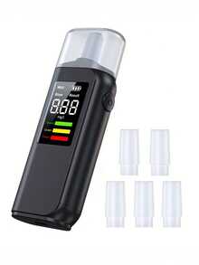 Teckwe 1. 接触式吹气酒精检测仪，高精度便携式酒精检测仪，专业酒驾检测仪器，配备快速响应数字液晶显示屏、自动关机功能、长续航电池，适用于驾驶员精准酒精检测、执法人员、工作场所安全检查、聚会、婚礼、日常使用，电池容量300mAh - 彩色 - 查看 6