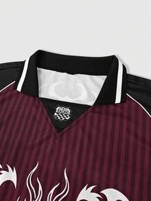 ROMWE MEN Prep Men's Simple Print Short Sleeve T-Shirt Polo Shirt - Multicolor - View 3