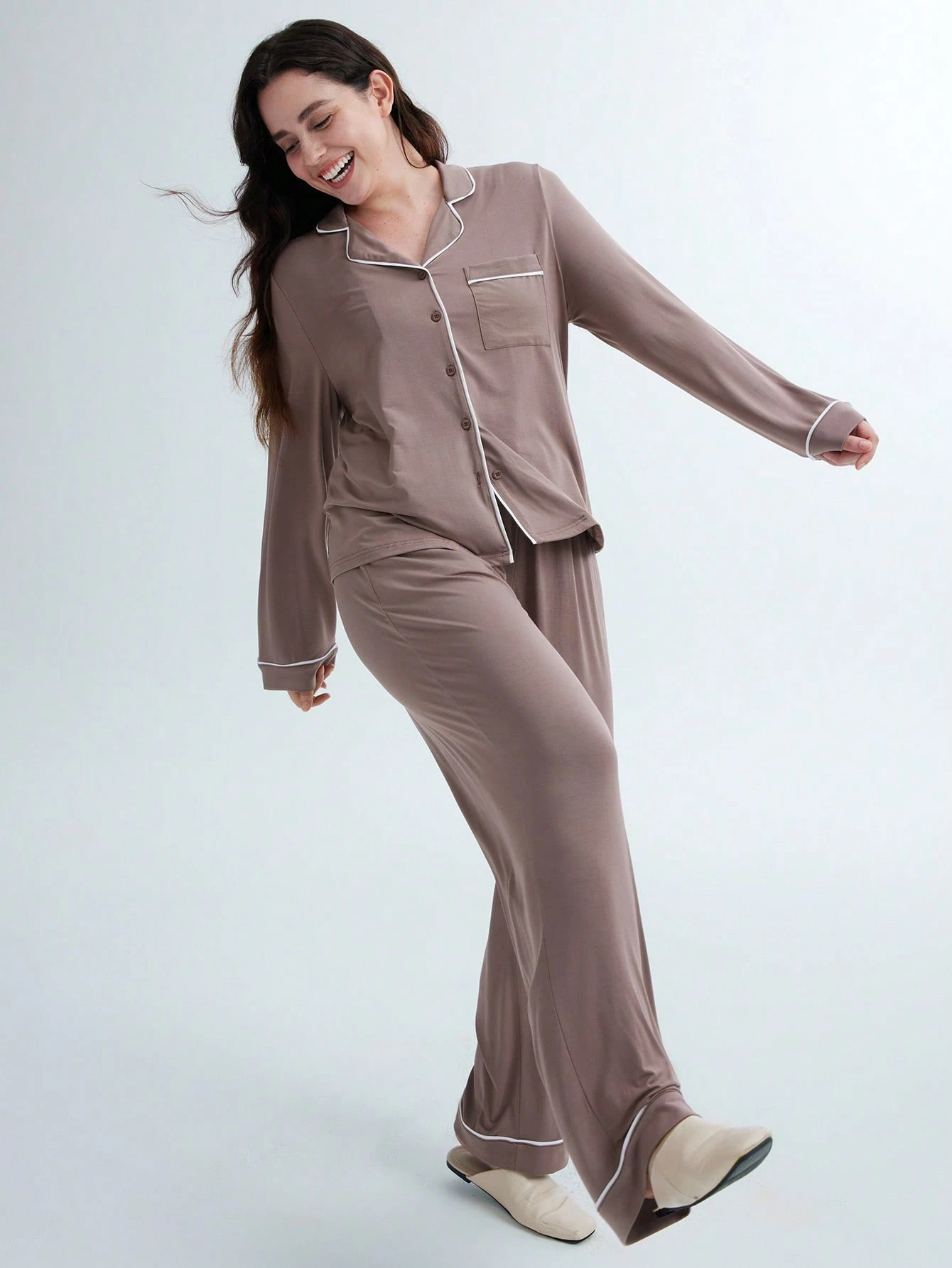 Conjunto de pijama largo de mujer de TENCEL™ Modal súper suave para otoño e invierno, ropa de estar en casa para mujeres