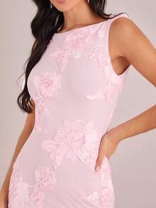 Enchnt Đầm maxi lưới phối nhiều mảnh gợi cảm, không tay, hở lưng. - Hồng - Xem 5