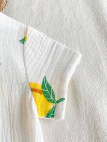 Vintaside Kids 新生儿连体裤，柔软舒适的绉纱面料，适合春、夏、秋季穿着，乡村风格柠檬水果印花，时尚可爱，百搭休闲夏季连体裤 - 白色 - 查看 10