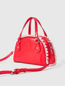 Teletubbies X ROMWE Cute Cartoon PU Crossbody Shoulder Handbag - Red - View 5