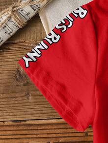 LOONEY TUNES X SHEIN Baby Jungen Buchstaben & Cartoon Grafik Rundhals Kurzarm Top - Weiss - Übersicht 5