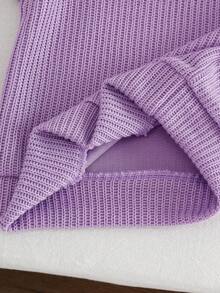SHEIN Baby Girls Solid Color Long Sleeve T-Shirt & Jeans Set - Purple - View 8